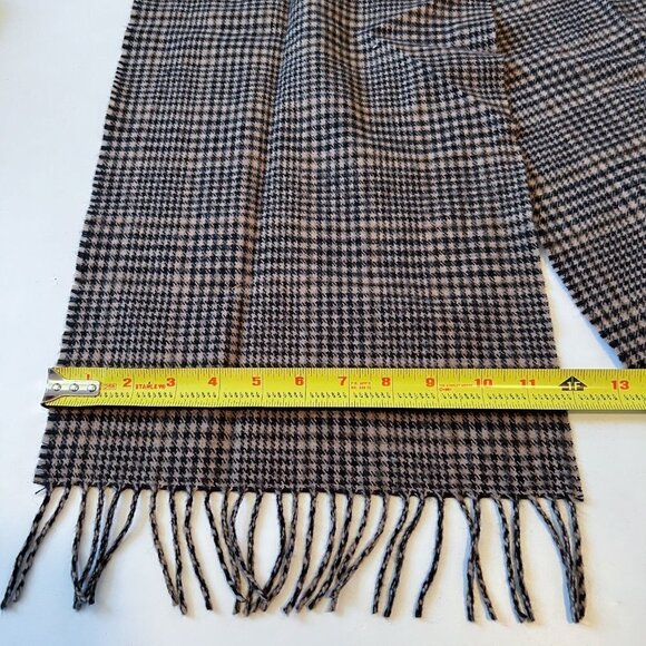 Softer than Cashmere Brown and Tan Plaid Fringed 12" x 64" scarf - Picture 4 of 5